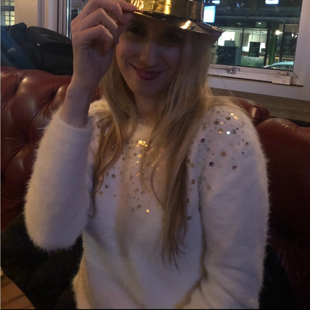 H&M plush sweater with sequins